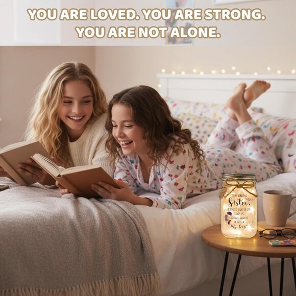 Mason Jar Night Light Sentimental Decorative Lamp Warm Led Fairy Lights Gifts - Picture 6 of 9